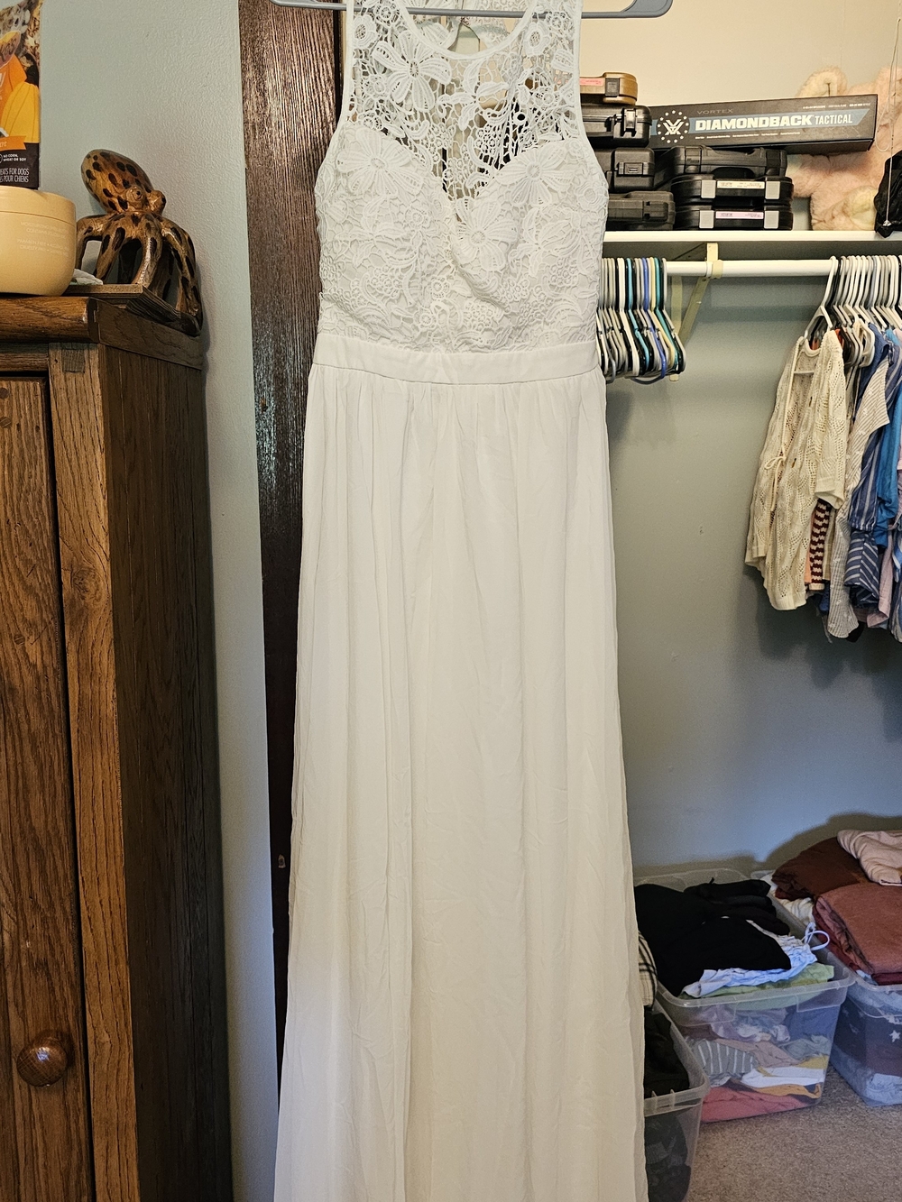 Lace Bodice Maxi Dress in White
